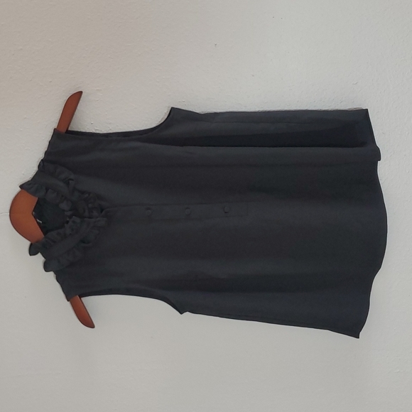 J. Crew Tops - J. crew ruffle neck sleeveless blouse in black size medium